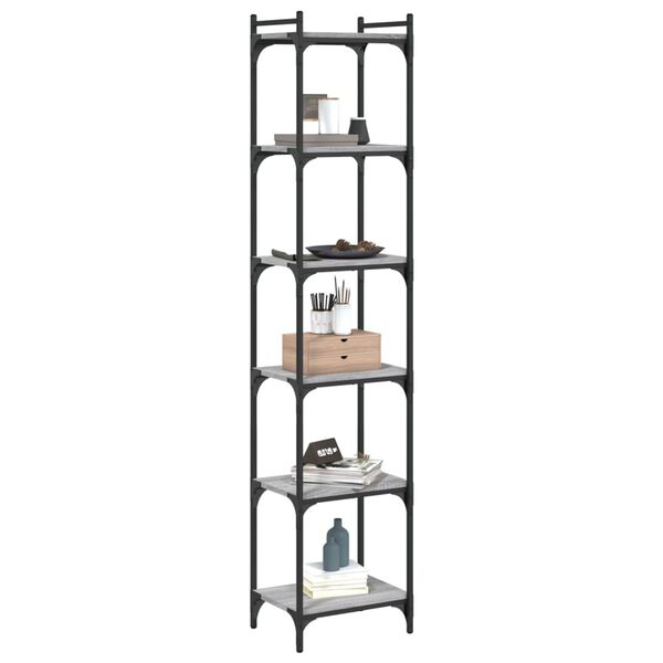 vidaXL Knihovna s 6 policemi &scaron;ed&aacute; sonoma 40x30x188 cm kompozitn&iacute; dřevo