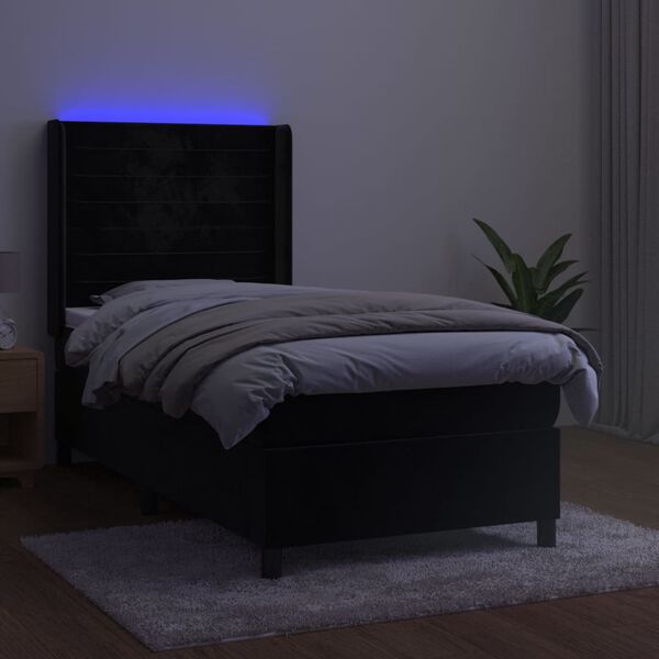 vidaXL Box spring postel s matrac&iacute; a LED čern&aacute; 100x200 cm samet