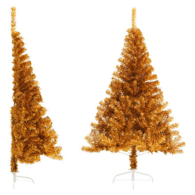 vidaXL Umělý poloviční vánoční stromek se stojanem zlatý 120 cm PET