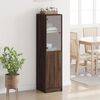 vidaXL Highboard se skleněn&yacute;mi dv&iacute;řky hněd&yacute; dub 35 x 37 x 142 cm