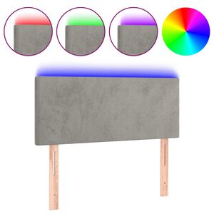 vidaXL Čelo postele s LED světle &scaron;ed&eacute; 80 x 5 x 78/88 cm samet