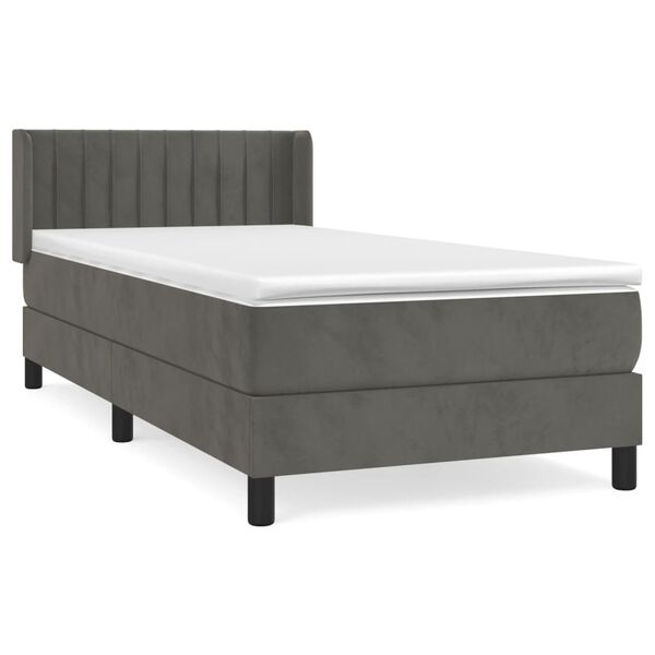 vidaXL Box spring postel s matrac&iacute; tmavě &scaron;ed&aacute; 90x190 cm samet