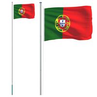 vidaXL Vlajka Portugalska a stožár 6,23 m hliník