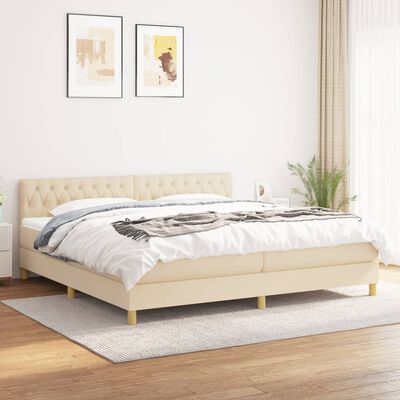 vidaXL Box spring postel s matrací krémová 200x200 cm textil