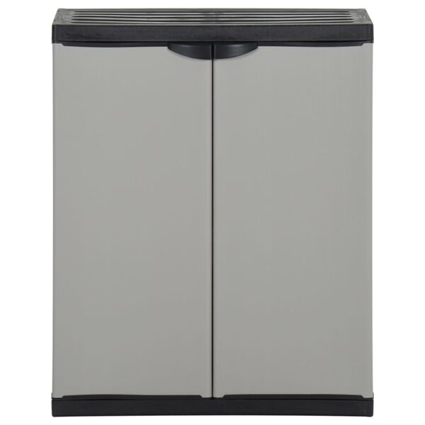 vidaXL Zahradní skříň na odpadky šedá a černá 68 x 37 x 84 cm PP