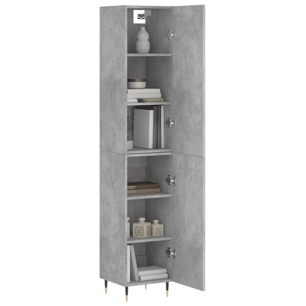 vidaXL Skř&iacute;ň highboard betonově &scaron;ed&aacute; 34,5x34x180 cm kompozitn&iacute; dřevo