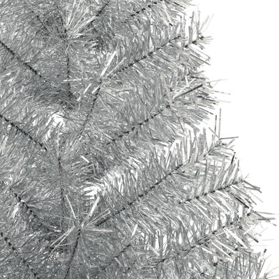 vidaXL Umělý poloviční vánoční stromek se stojanem stříbrný 120 cm PET