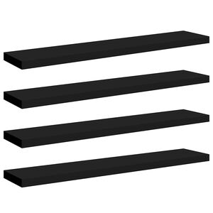 vidaXL Plovouc&iacute; n&aacute;stěnn&eacute; police 4 ks čern&eacute; 120 x 23,5 x 3,8 cm MDF