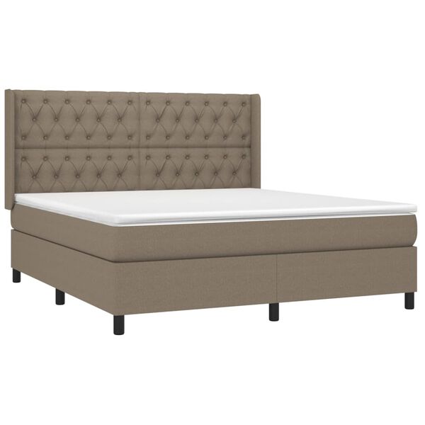 vidaXL Box spring postel s matrac&iacute; a LED taupe 160x200 cm textil