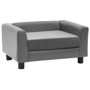 vidaXL Pohovka pro psy &scaron;ed&aacute; 60 x 43 x 30 cm ply&scaron; a uměl&aacute; kůže