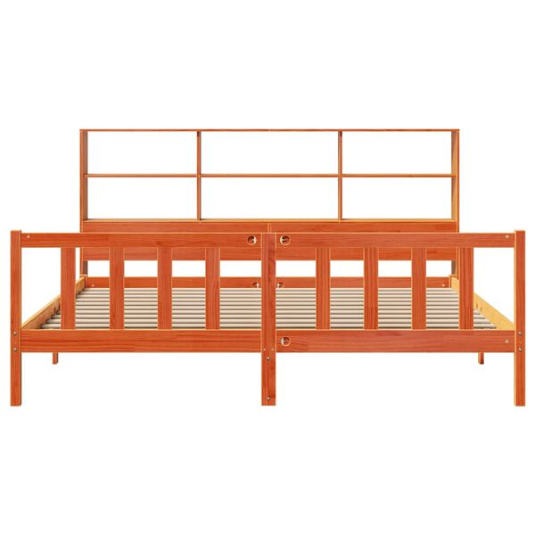 vidaXL Postel s knihovnou bez matrace 200 x 200 cm masivn&iacute; borovice