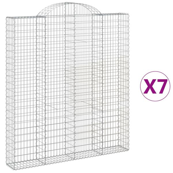 vidaXL Klenut&eacute; gabionov&eacute; ko&scaron;e 7 ks 200x30x220/240cm pozinkovan&eacute; železo
