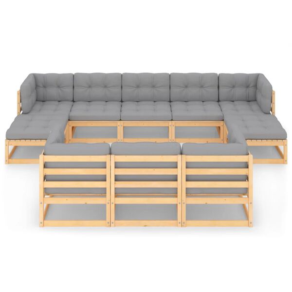 vidaXL 10d&iacute;ln&aacute; zahradn&iacute; sedac&iacute; souprava s podu&scaron;kami masivn&iacute; borovice