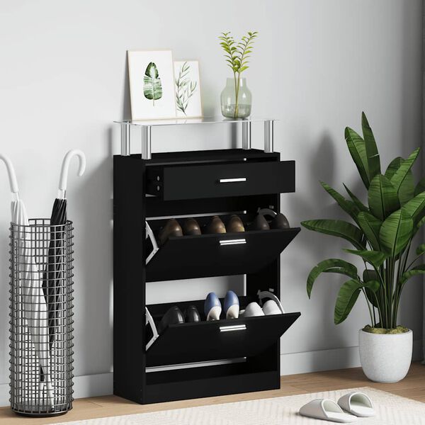 vidaXL Botn&iacute;k čern&yacute; 63 x 24 x 104 cm kompozitn&iacute; dřevo