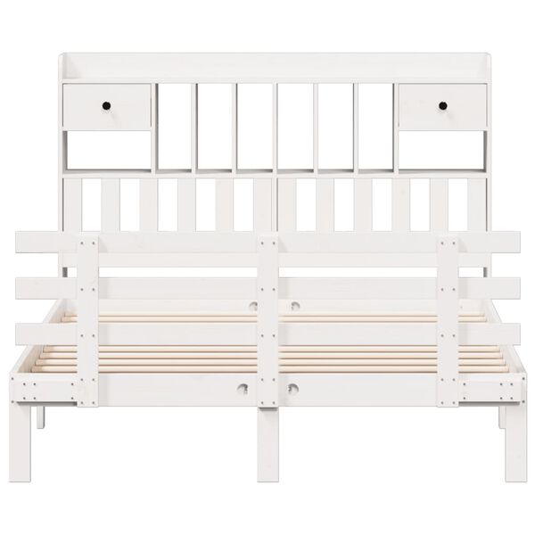 vidaXL Postel s knihovnou bez matrace bílá 140x200 cm masivní borovice