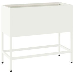vidaXL Vyv&yacute;&scaron;en&yacute; zahradn&iacute; květin&aacute;č B&iacute;l&aacute; 60 x 26 x 48 cm Ocel