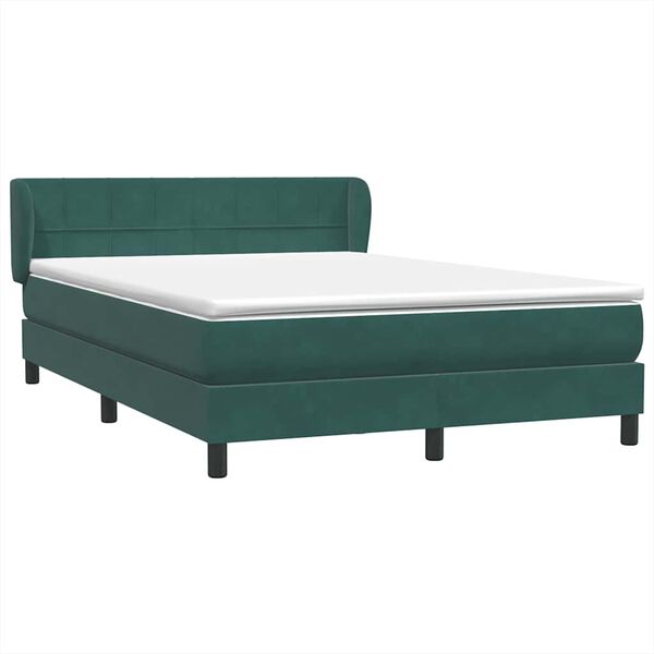 vidaXL Box spring postel s matrac&iacute; tmavě zelen&aacute; 140x210 cm samet