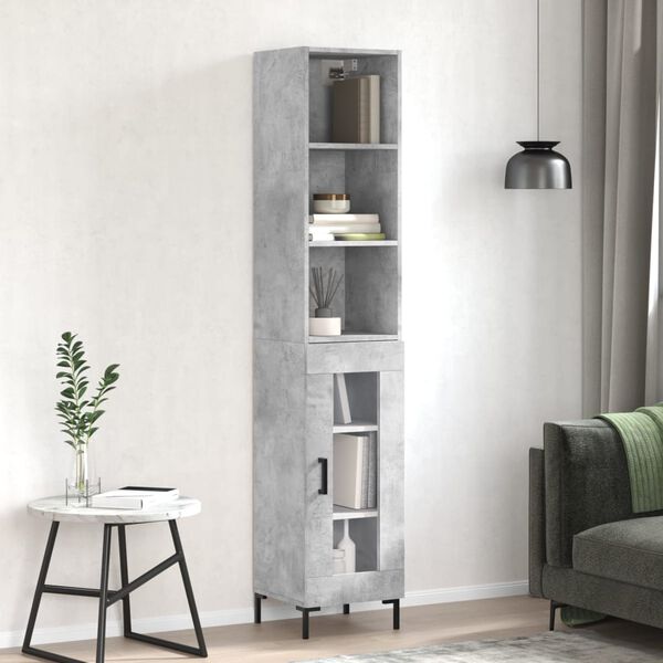 vidaXL Skř&iacute;ň highboard betonově &scaron;ed&aacute; 34,5x34x180 cm kompozitn&iacute; dřevo