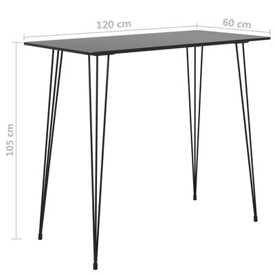 vidaXL Barový stůl černý 120x60x105 cm