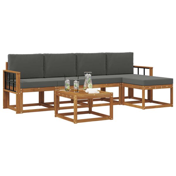 vidaXL Venkovn&iacute; pohovkov&aacute; souprava 6 pcs Přirozen&aacute; a Anthracitov&aacute;