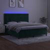 vidaXL Box spring postel s matrac&iacute; a LED tmavě zelen&aacute; 180x200 cm samet