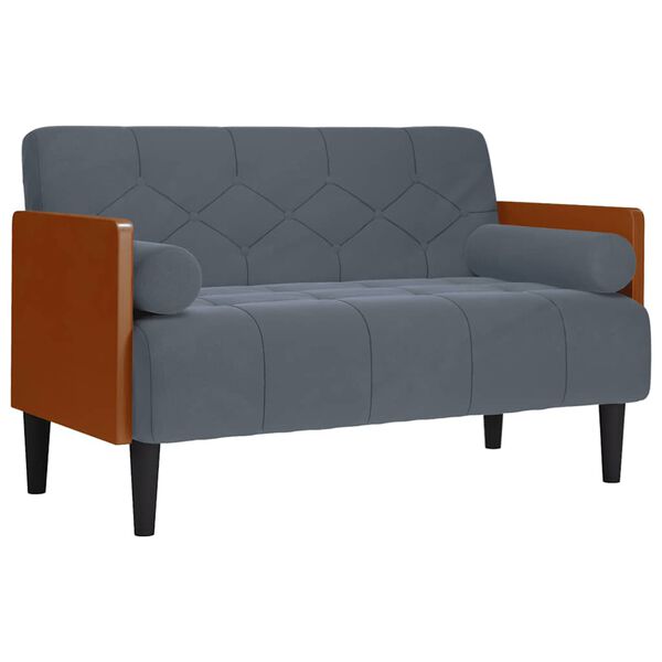 vidaXL Pohovka Loveseat s podhlavn&iacute;kem, tmavě &scaron;ed&aacute;, 110 cm, samet