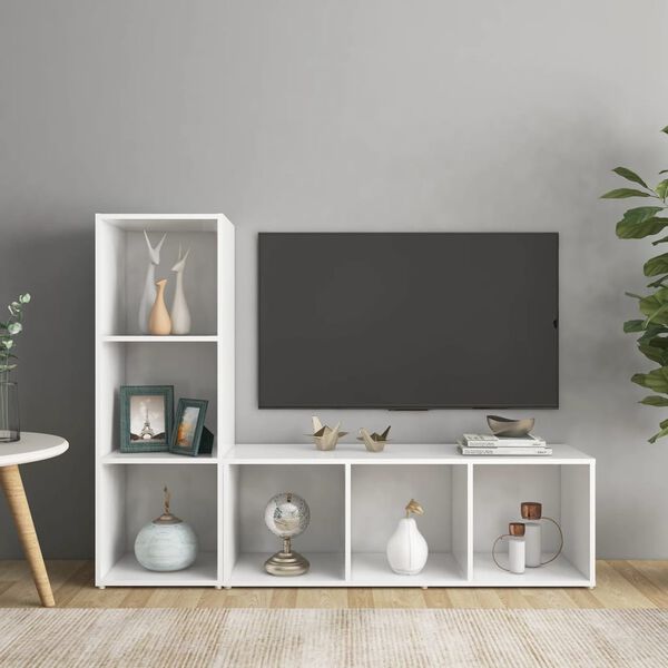 vidaXL TV skř&iacute;ňky 2 ks b&iacute;l&eacute; 107 x 35 x 37 cm dřevotř&iacute;ska