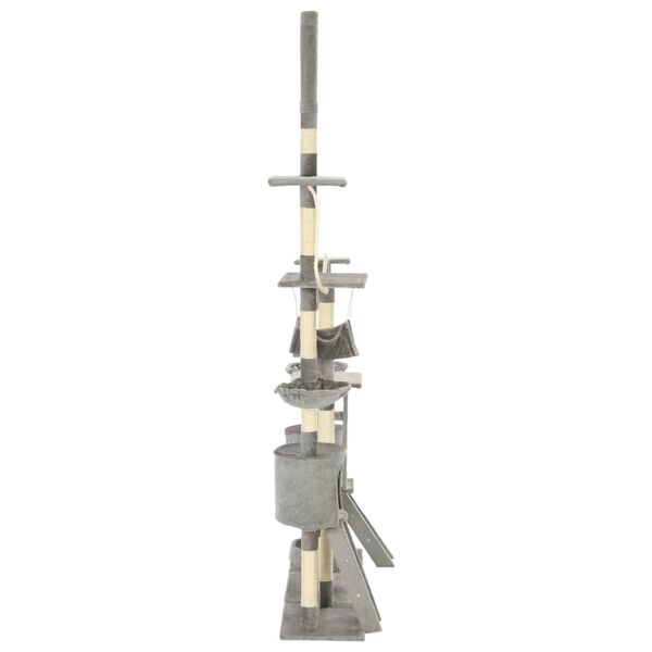 vidaXL Škrabadlo pro kočky se sisalovými sloupky 230–250 cm šedé