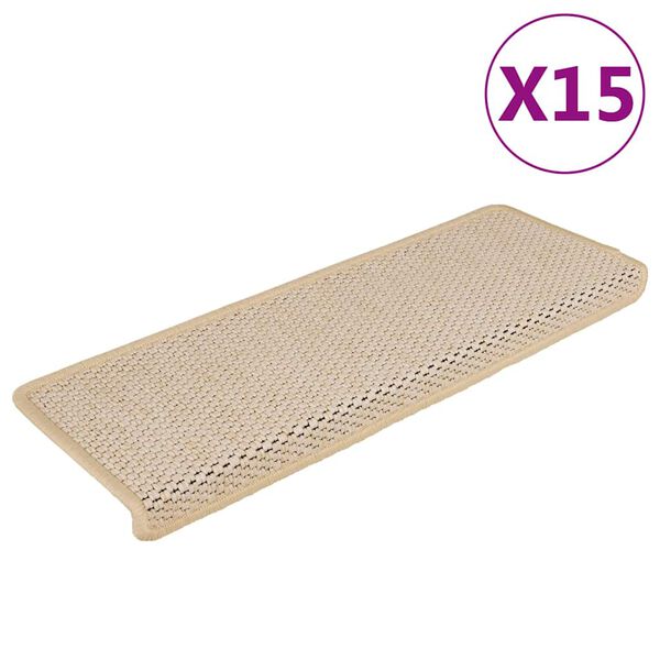 vidaXL Samolep&iacute;c&iacute; n&aacute;&scaron;lapy na schody vzhled sisal 15 ks 65x21x4 cm Berber