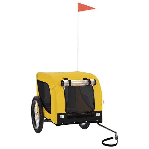 vidaXL Voz&iacute;k za kolo pro psa žlut&yacute; a čern&yacute; oxfordsk&aacute; tkanina a železo