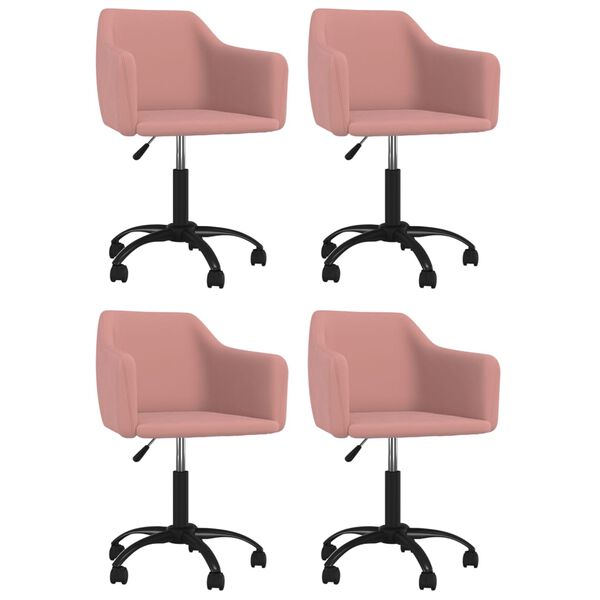 vidaXL Otočn&eacute; j&iacute;deln&iacute; židle 4 ks růžov&eacute; samet