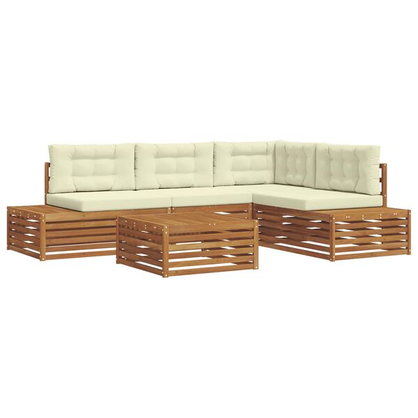 vidaXL Venkovn&iacute; pohovkov&aacute; souprava 5 Kus Přirozen&aacute; a Kr&eacute;mov&aacute;