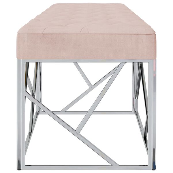 vidaXL Lavice 97 cm růžov&aacute; sametov&aacute; tkanina a nerezov&aacute; ocel