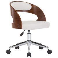 vidaXL Otočná jídelní židle bílá ohýbané dřevo a umělá kůže
