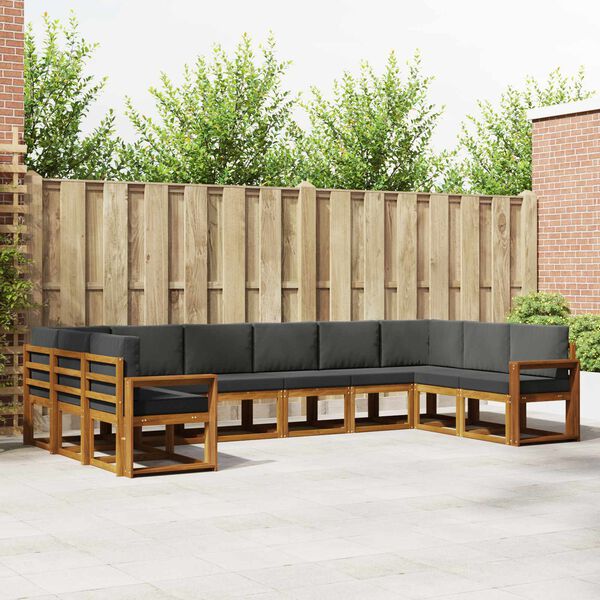 vidaXL Venkovn&iacute; pohovkov&aacute; souprava 10 pcs Přirozen&aacute; a Anthracitov&aacute;