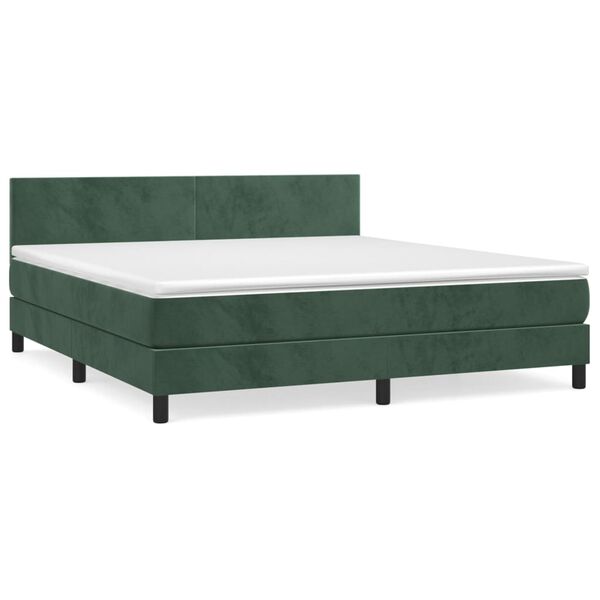 vidaXL Box spring postel s matrac&iacute; tmavě zelen&aacute; 180x200 cm samet