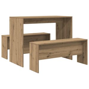 vidaXL 3d&iacute;ln&aacute; sada j&iacute;deln&iacute;ho stolu a lavic dub artisan kompozit