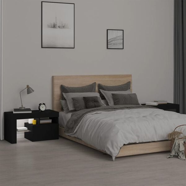 vidaXL Noční stolky 2 ks s LED osvětlením černé 70 x 36,5 x 40 cm