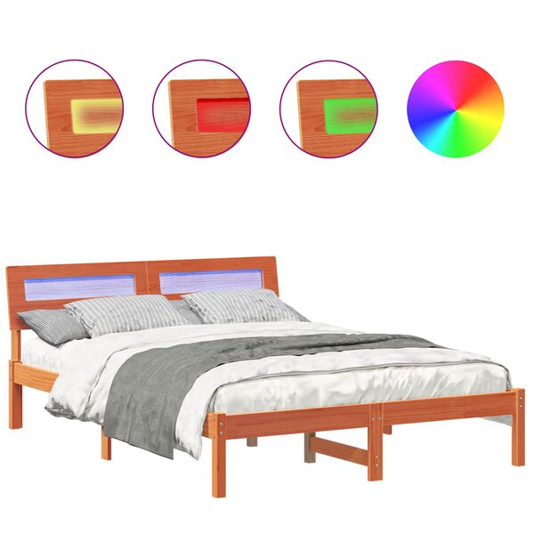 vidaXL R&aacute;m postele Voskově hněd&aacute; 135 x 190 cm Masivn&iacute; borov&eacute; dřevo