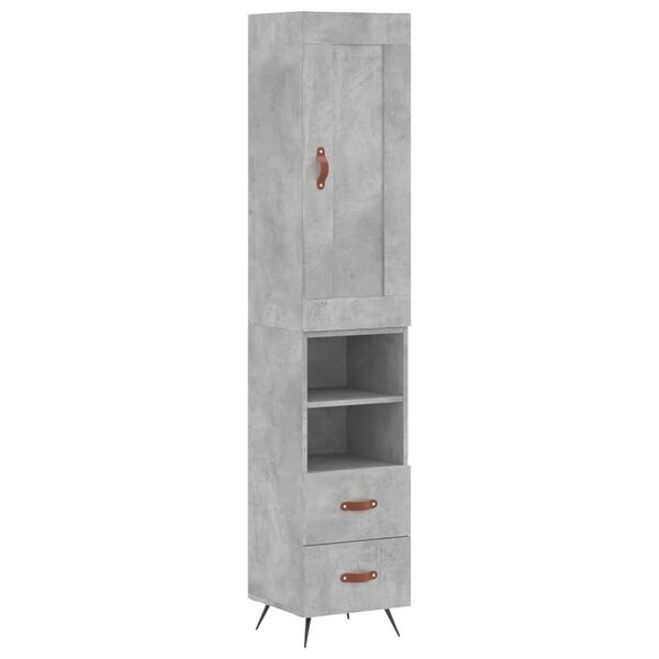 vidaXL Skř&iacute;ň highboard betonově &scaron;ed&aacute; 34,5x34x180 cm kompozitn&iacute; dřevo