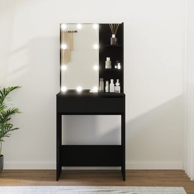 vidaXL Toaletní stolek s LED černý 60 x 40 x 140 cm