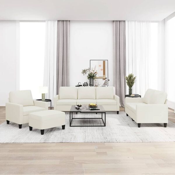 vidaXL 4d&iacute;ln&aacute; sedac&iacute; souprava s podu&scaron;kami kr&eacute;mov&aacute; uměl&aacute; kůže