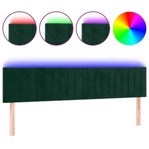 vidaXL Čelo postele s LED tmavě zelen&eacute; 200x5x78/88 cm samet