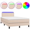 vidaXL Box spring postel matrace a LED cappuccino 120x190cm uměl&aacute; kůže
