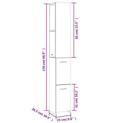 vidaXL Koupelnová skříňka bílá 25x26,5x170 cm kompozitní dřevo