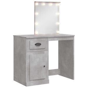 vidaXL Toaletn&iacute; stolek s LED osvětlen&iacute;m betonově &scaron;ed&yacute; 90x42x132,5 cm