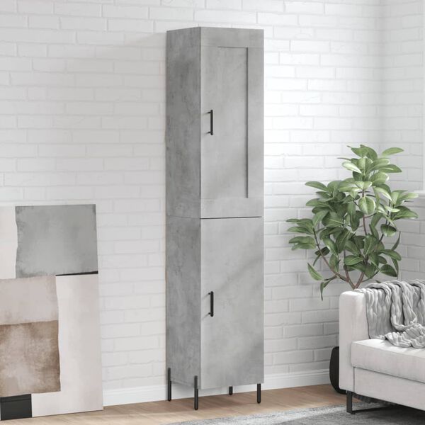 vidaXL Skř&iacute;ň highboard betonově &scaron;ed&aacute; 34,5x34x180 cm kompozitn&iacute; dřevo