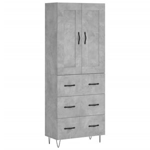 vidaXL Skř&iacute;ň highboard betonově &scaron;ed&aacute; 69,5x34x180 cm kompozitn&iacute; dřevo