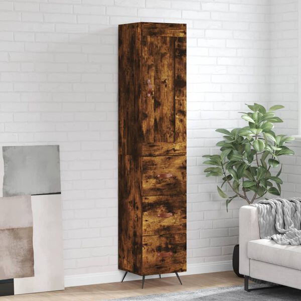 vidaXL Skř&iacute;ň highboard kouřov&yacute; dub 34,5 x 34 x 180 cm kompozitn&iacute; dřevo