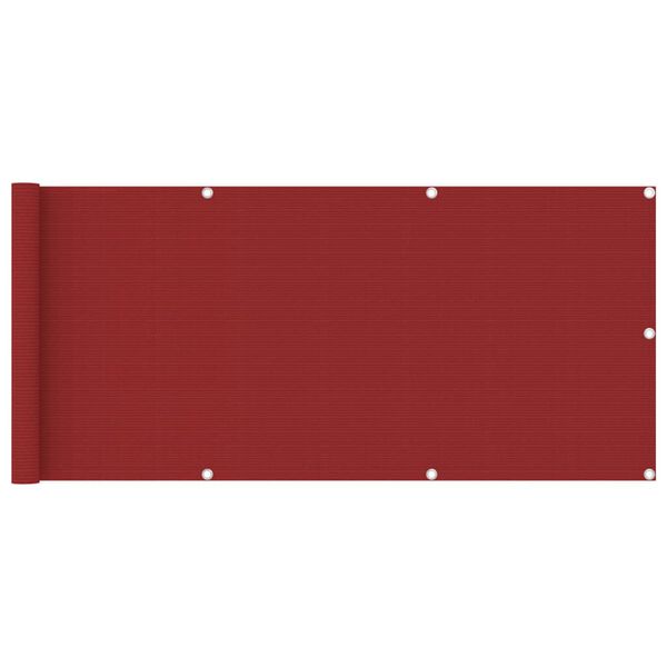 vidaXL Balkonov&aacute; z&aacute;stěna červen&aacute; 75 x 400 cm HDPE